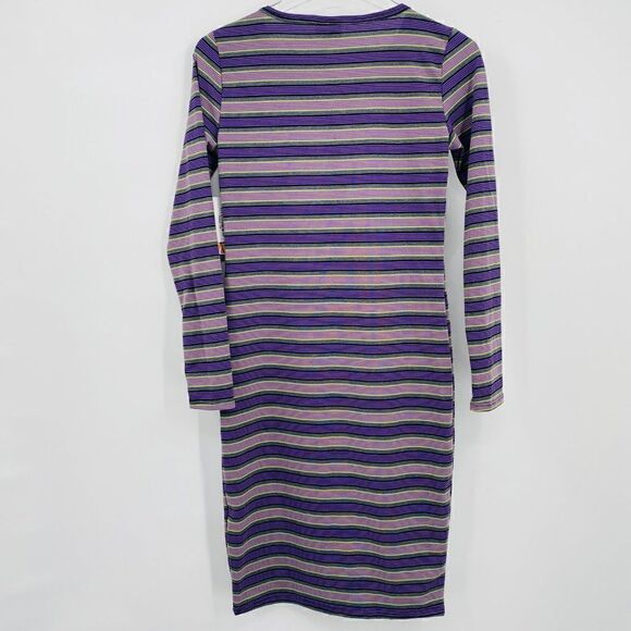 NWT Lularoe Size XS Purple Striped Long Sleeve Debbie Sheath Dress Midi - Picture 7 of 7